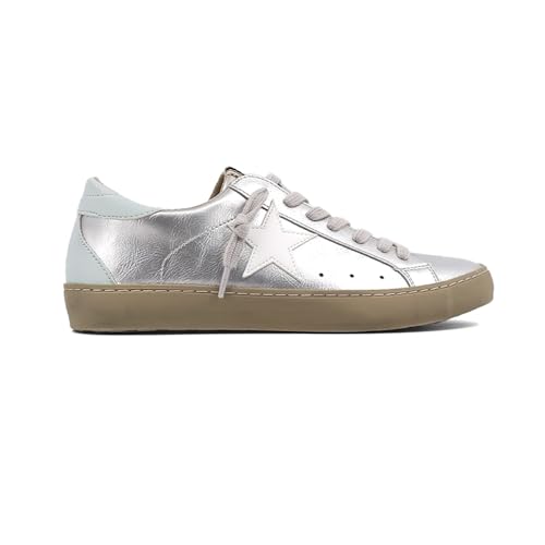 Womens Paula Metallic Lace Up Sneakers Shoes Casual - Silver