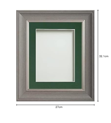 Frame Company Drummond Range Gunmetal Grey 9x7 inch Picture Photo Frame with Bottle Green Mount for Image 8x6 inch * Choice of Sizes* Fitted with Real Glass - Image 2