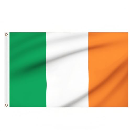 Irish Flag 5ft x 3ft for St. Patricks Day Irish Decorations Large Ireland Flags with Brass Eyelets for Six Nations Sports Football Events Party Decorations