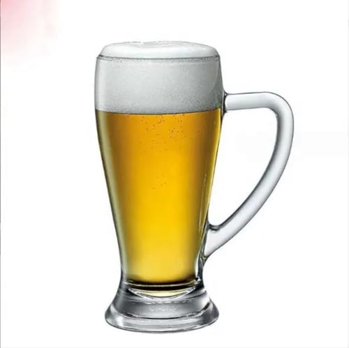 Image of PrimeWorld Premium Beer Mug Set of 2 (500ML Each) | Heavy Base Crystal Clear Glass Beer Mugs with Handle | Large Pub-Style Beer Glasses for Home, Bar & Restaurant