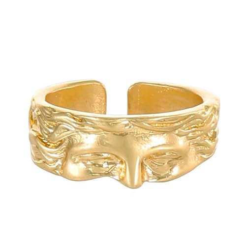 OIDIMS Vintage Gold Venus Half Face Ring For Women Men Hip Hop Punk Personalized Open Wrap Knuckle Finger Band Stackable Rings Thumb Fashion Comfort Fit Jewelry Holiday Gift Size 8