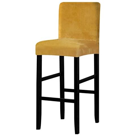 KELUINA Velvet Bar Stool Chair Covers with Backrest,Elastic Seat Home Soft Chair Slipcover Chair Protector for Kitchen Breakfast Counter Chairs Bar Stools (Gold,Set of 1) Cover