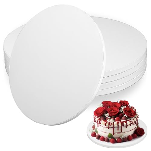 5 Piezas Base para Tartas de 30 cm Redonda - Porta Tartas Redondo, 30 cm × 12 mm, Cartón Corrugado con Revestimiento de Aluminio, Adecuadas para Tartas y Postres de 8-11 Pulgadas