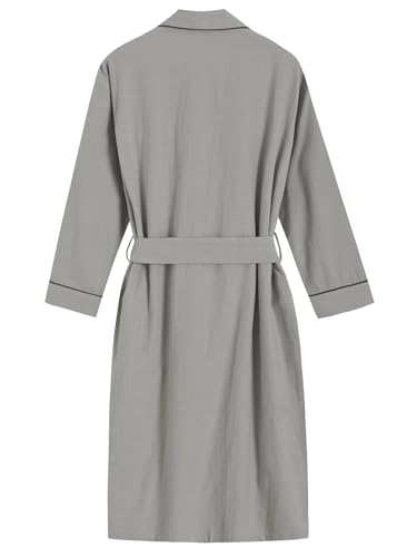 Latuza Men's Solid Color Cotton Flannel Robe Knee Length Bathrobe2