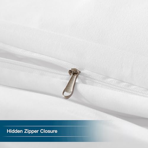Funda de edredón de microfibra ultrasuave extragrande para cama King Plus blanca 6