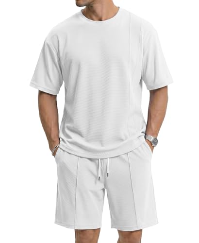 Survêtement homme de sport t-shirt et short à poches pour musculation et running en salle
