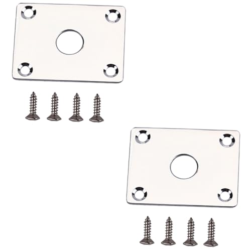 BESPORTBLE 2 Sets Guitar Bass Jack Plate Output Jack Socket Square Plate for Electric Guitar Parts