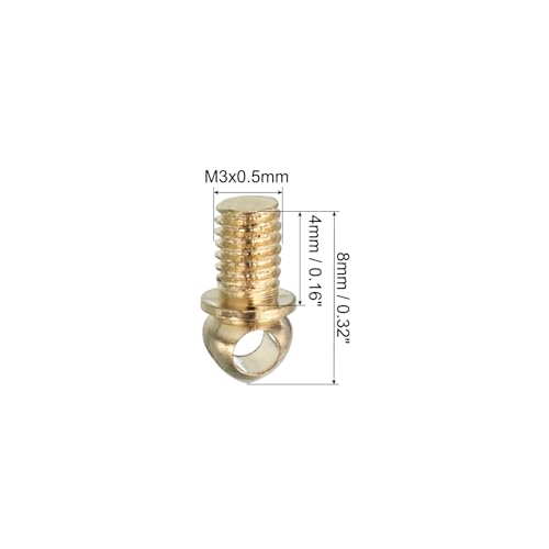 Image of PATIKIL M3x0.5 Eye Bolts, 30 Pack Screw Hook Loop Ring Decorative Light Fixture for Candle Pendant Lamp Chandelier DIY Project, Gold Tone