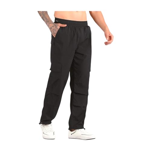 Image of Men's Water-Resistant Parachute Pants | Mens Bottom Wear | Cargo Pants for Men | Korean Pants for Man | Baggy Trackpants | Lightweight Multi-Pocket Utility Fit - Freedom to Move & All-Day Comfort