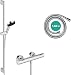 Produktbild hansgrohe Pulsify Select S - wassersparendes Duschset mit Thermostat Ecostat Fine, Duschthermostat mit Duschkopf 8,2 l/min (EcoSmart), Duschstange 90cm, Schlauch, Duschkopfhalterung, Chrom, 24261000