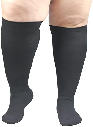 Plus Size Compression Socks Wide Calf for Women and Men,Flight Socks Extra Large Size Circulation Support Recovery for Nurses Running Pregnant Travel 1/3 Pairs