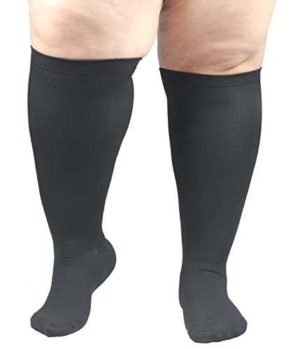 Plus Size Compression Socks Wide Calf for Women and Men,Flight Socks Extra Large Size Circulation Support Recovery for Nurses Running Pregnant Travel 1 Pair