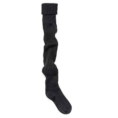 MUK LUKS womens Muk Luks® Women's Chunky Ribbed Over the Knee Casual Sock, Ebony, One Size US3