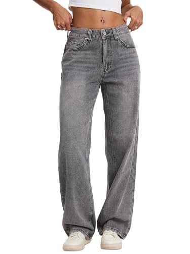Straight Leg Jeans for Women Casual Washed Vintage Loose Fit Boyf...