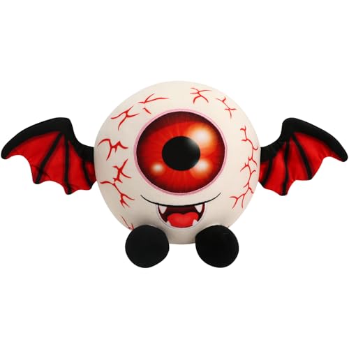 Image of yohica Halloween Eyeball Plush Toy,9" Scary Eyeball Stuffed Animals with Bat Wings,Eyeball Plushies Gift for Kids Halloween Party Decoration