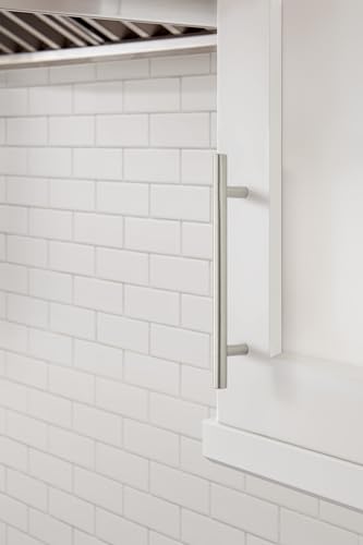 Image of Amerock 5-1 /16 inch Bar Pulls Sterling Nickel Drawer Pull | 5-1 /16 inch (128mm) Center-to-Center Mounting Distance and 7-3 /8 inches Overall Length, Durable Carbon Steel Cabinet Hardware