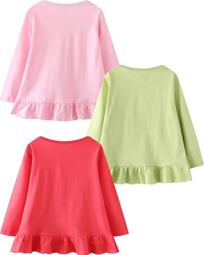 Image of Toddler Girl Long Sleeve T-Shirts Kids Cotton Fall Top 2-7 Years | 3 Pieces Soft Cotton Casual T-Shirt