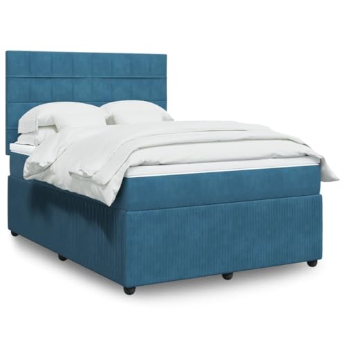 Vetnasa Cama Box Spring con colchón tercio Azul Oscuro 140x200 cm Mobiliario, Camas y Accesorios, Camas y somieres Azul 96,86 KG