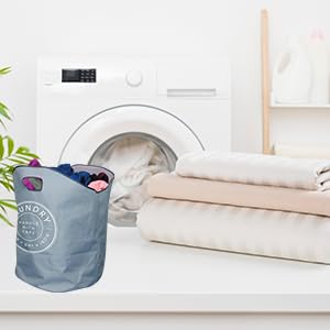 Laundry Basket - Extra Large 110L Capacity Folding Collapsible Washing Basket Sack with Strong Carry Handles for Dirty Clean Clothing Ironing Great for Home Kitchen Travel Holiday