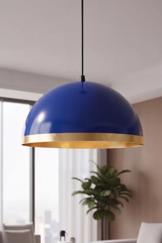 Luna Gold Metal Sarkıt Avize, Bohem Tavan Lambası ve Salon Oturma Odası Aydınlatması - Lacivert - 30 cm – Modern Dekoratif Avize, Tavan Aydınlatması