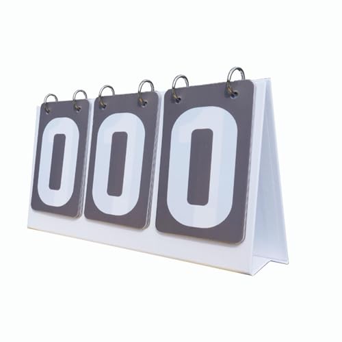 Colaxi Score Counter Score Keeper Multipurpose Tabletop 3 Digits Flip Number Score Board Table Score Flipper for Basketball Baseball, Grey