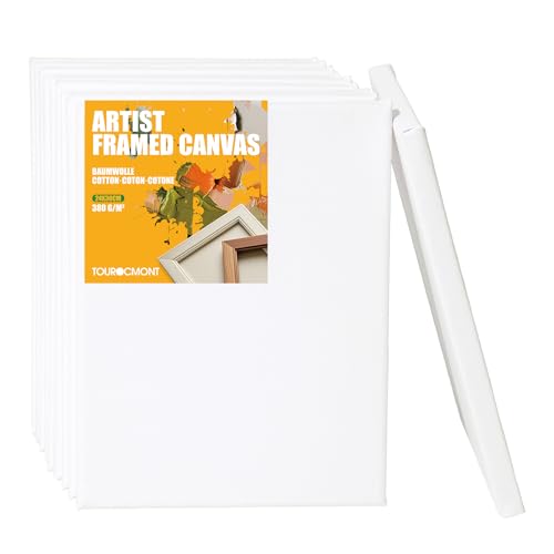 Lot de 10 toiles de 24 x 30 cm - En coton - 380 g/m² - 100 % sans acide - Apprêt blanc - Pour peinture acrylique, peinture à l'huile, gouache