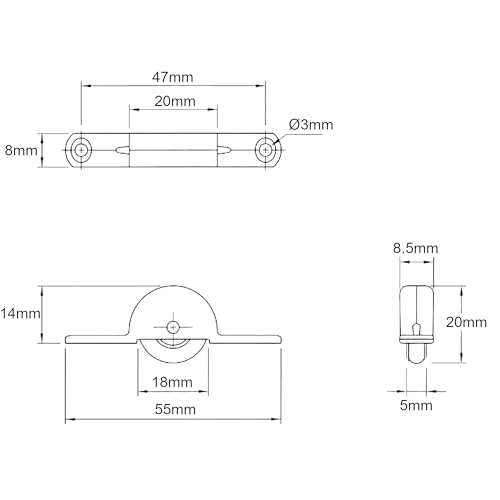 cyclingcolors 2 x Sliding Door Castors Wardrobe Wheels 18 mm Cabinet Roller Wheel Furniture Window Casement Pulley Steel - Image 4