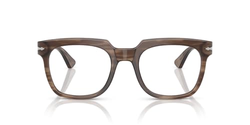 Persol PO3325V Prescription Eyewear Frames, Striped Brown/Demo Lens, 52 mm