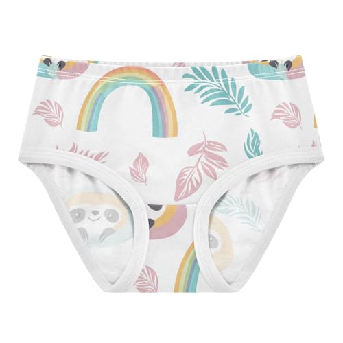Wusikd Cute Sloth Girls' Underwear Cotton Rainbows Leaves Girls Briefs Soft Toddler Underwear 2T