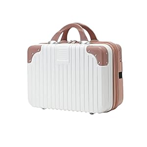 Balakaka Vanity Case 32 * 15 * 23cm, 11L Beauty case with Elastic Band and Zipper, Portable Waterproof ABS Suitcase Hard Shell Makeup Case for Women Girl, White Rose Gold