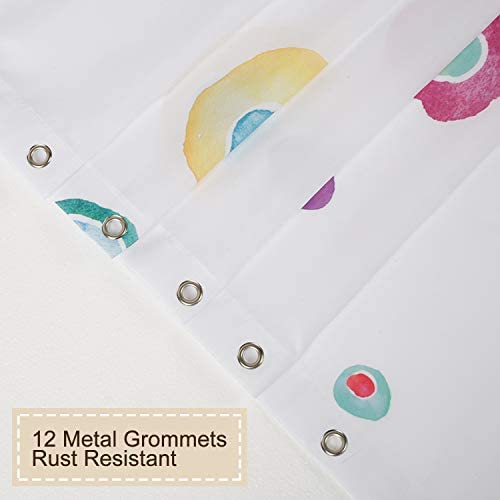 Rosielily Colorful Shower Curtain, Kids Shower Curtain Rainbow Shower Curtain Hooks, Waterproof Funny Shower Curtains For Bathroom, Cute Red Polka Dot Circle Kids Bathroom Decor, 72Wx72H Inch #TOP1