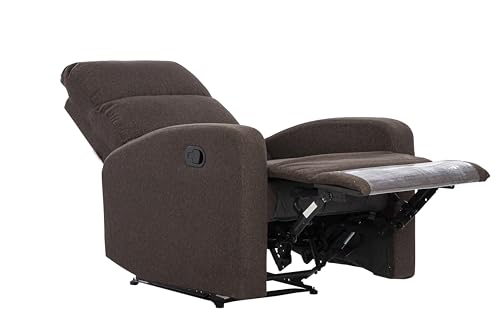 Image of Urban living - Monaco Single Seater Fabric Manual Recliner | 1 Seater Sofa | Single Sofa Recliner | 1 Seater Chair Sofa | 1 Year Warranty | Dark Brown