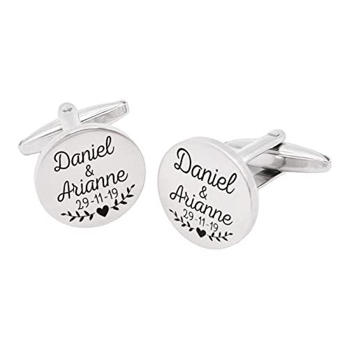 Gemelos para bodas, grabado personalizados con las inciales, nombre o tu texto, acabado en acero inoxidable. Regalos para bodas.