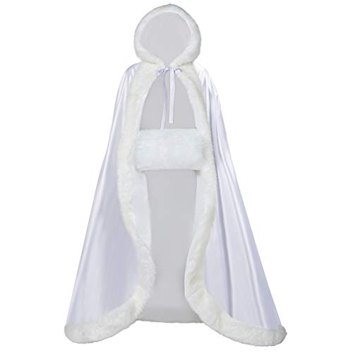 Full Length Wedding Hooded Cloak for Bride and Women. Beautiful Wedding Cape for Winter Wear, Work, Concerts, Everyday. Perfect for Formal. 50 to 55