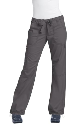 Koi Women's Lindsey Ultra Comfortable Cargo Style Scrub Pants (Petite Sizes), Steel, Small/Petite