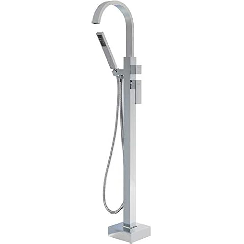 LLGG Freestanding Tub Faucets Chrome Bathtub Fillers Floor Mount Mounted Faucet Filler For Tubs Bathtubs High Flow 11.9GPM Bathroom With Handheld Shower Cover