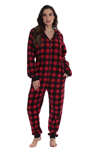 #followme Family Pajamas Buffalo Plaid Microfleece Mens Adult Onesie 6754-10195-S - Image 3