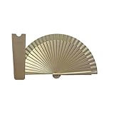 Tusitala Barcelona Abanico Español Clutch Dorado - Madera y Algodón - 16 cm - Estuche y Funda de Yute - Accesorio de Moda - Hecho a Mano en España - Eventos y Regalos - Colección Clutch (Oro Piel)