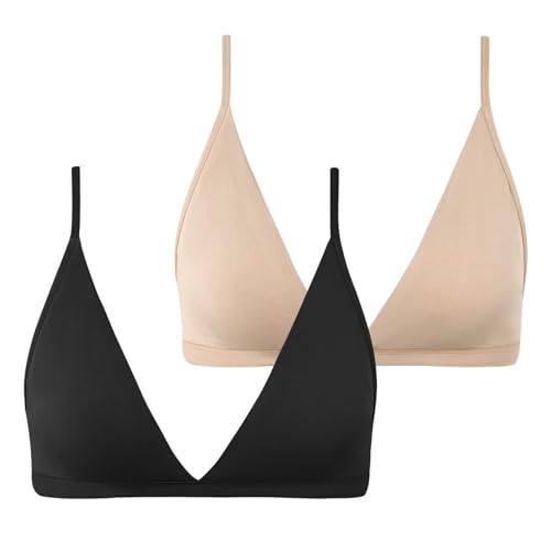 Image of INIBUD Bralette for Women Removable Padded Bra Yoga Seamless V Neck Triangle Adjustable Straps Wireless