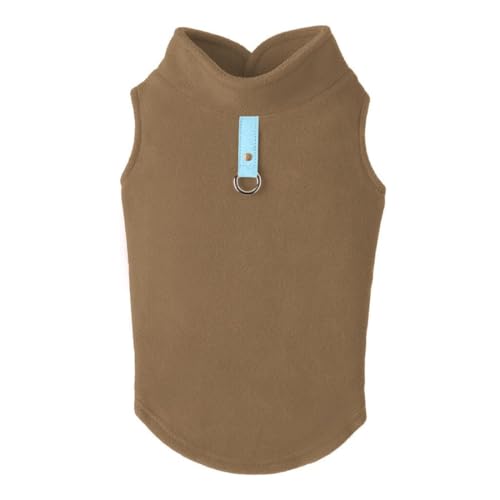 Image of Gooby Fleece Vest Dog Sweater, Clay, Small | Soft warm fleece; Pullover, easy on /off (no zippers); O-ring leash attachment; Machine washable