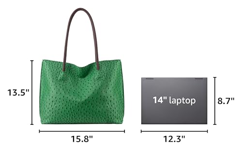 Image of Milan Chiva Tote Bag for Women with Zipper Large Ostrich Vegan Leather Shoulder Purses and Handbags