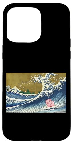 Retro Vintage Surfing A Great Wave Cute Show Pig Lover �X�}�z�P�[�X iPhone 15 Pro Max �p