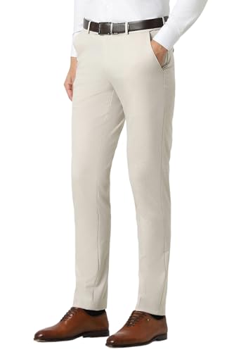 Image of Peter England Men Mid Rise Work Slim Fit Utility Pants
