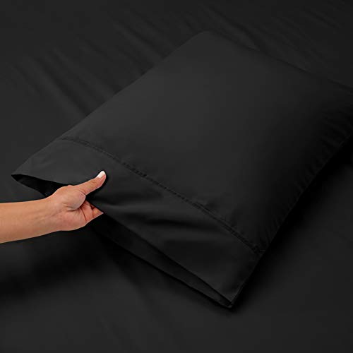 Image of Hearth & Harbor Extra Deep Pocket Twin Sheet Set, Black | 4 Piece Bed Sheet Set, Ultra Soft & Breathable, Fits Up to 24 inch Mattress, Hotel Luxury