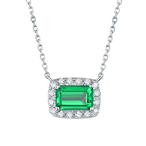 Collier en or blanc émeraude et moissanite un bijou de prestige pour femme