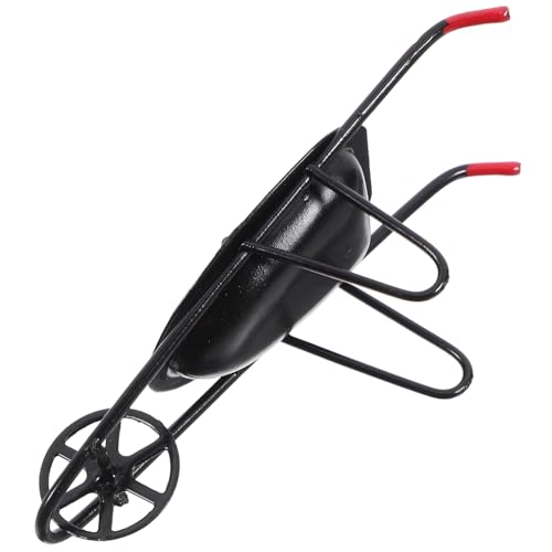 HEMOTON Doll House Cart Miniature Wheelbarrow Toy Mini Wheelbarrow Model Miniature Cart Toy Micro Landscape Cart Wheelbarrow Mini Wheelbarrow Toy Miniature Farming Cart Black Iron