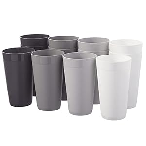 US Acrylic Newport 20 ounce Unbreakable Plastic Stackable Water Tumblers in Grey Stone | Set of 12 Drinking Cups | Reusable, BPA-free, Made in the USA, Top-rack Dishwasher and Microwave Safe