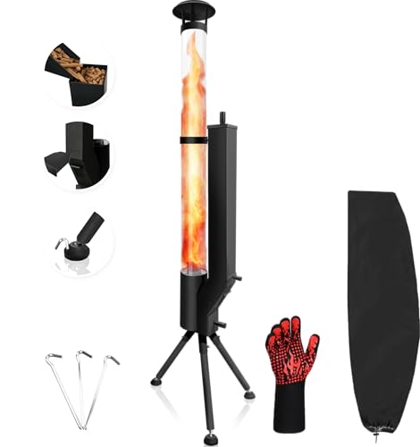 63' Outdoor Spiral Flame Fire Pit, Smokeless Visual Flame Patio Stove with Safe-Guard Kit, Low Heat...