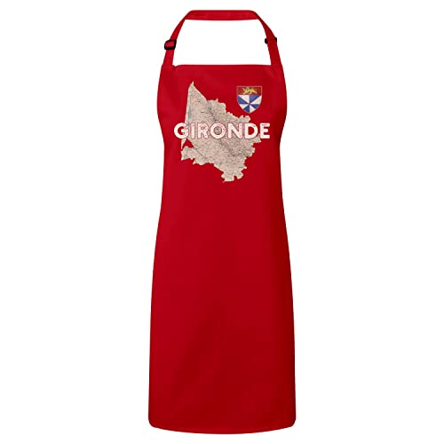 Tablier cuisine rouge Gironde 33 Bordeaux carte ancienne Nouvelle Aquitaine vêtement protection