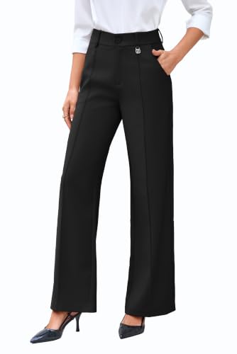 FUNYYZO Wide Leg Pants High Waisted Dress Pants Stretchy Business Casual